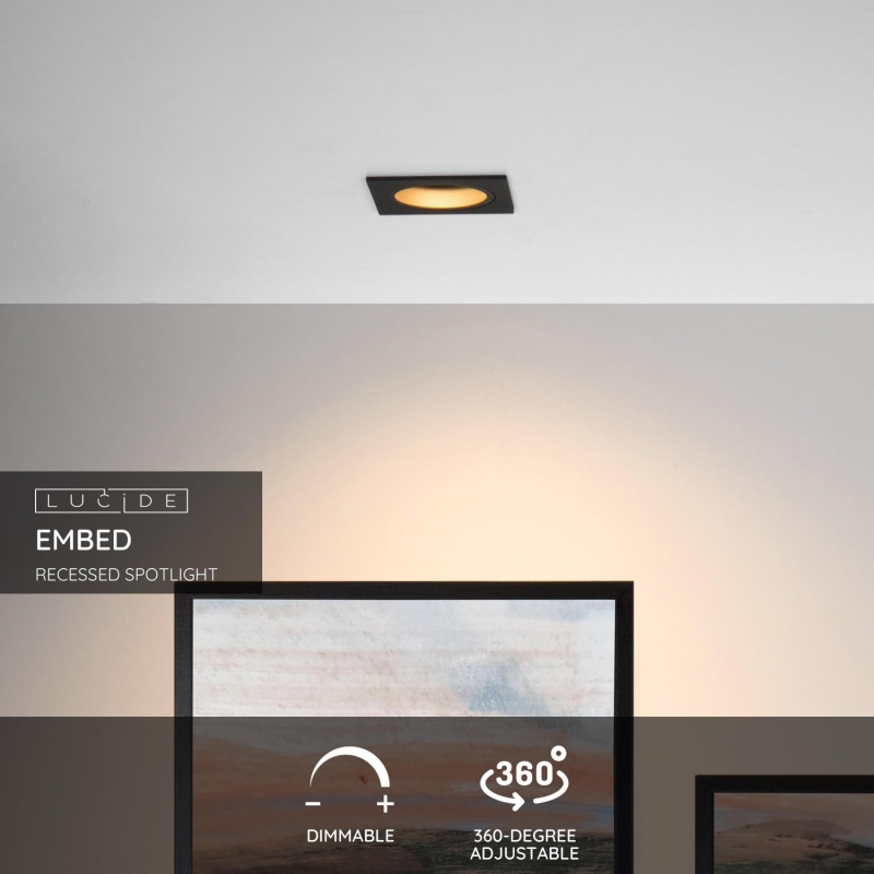 Lucide EMBED - Zapustené bodové svietidlo - 1xGU10 - Čierne